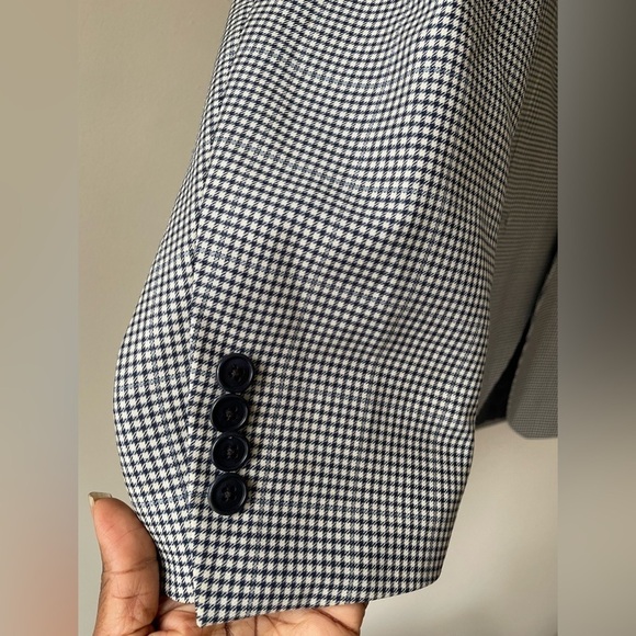 Luigi Bianchi Mantova Contemporary Men’s Checked Virgin Wool Blazer Size 42L - Picture 3 of 12